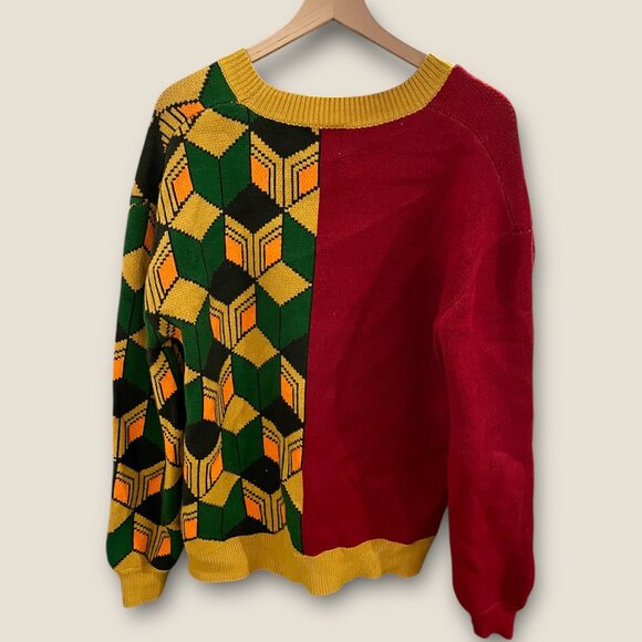 Steady Hands Cardigan M/L Giyu Tomioka Inspired Geometric Knit Grandpacore - Picture 4 of 11